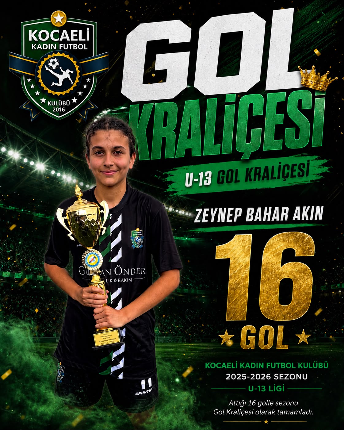 🏆 U-13 LİGİ GOL KRALİÇESİ 👑⚽ 